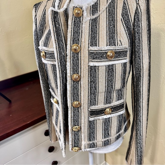 NWT! Balmain Striped Piqué Jacket Sz. 36 - Picture 7 of 11